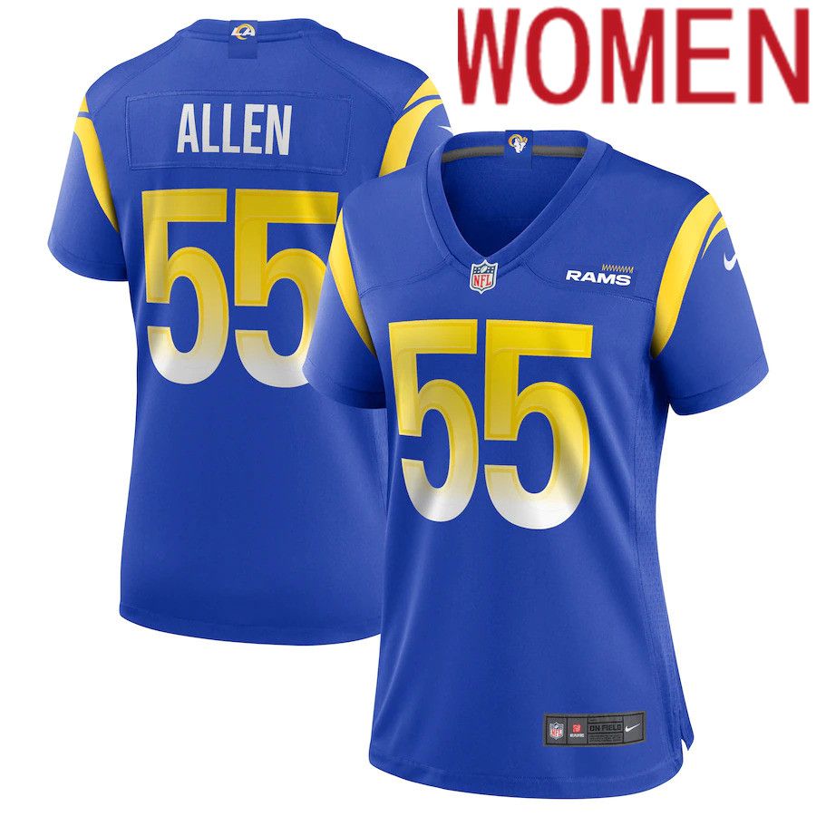 Women Los Angeles Rams #55 Brian Allen Nike Royal Game NFL Jersey->women nfl jersey->Women Jersey